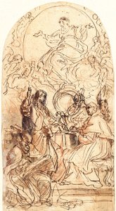 Madonna sur un Croissant de Lune et Quatre Saints - Carlo Maratta or Maratti
